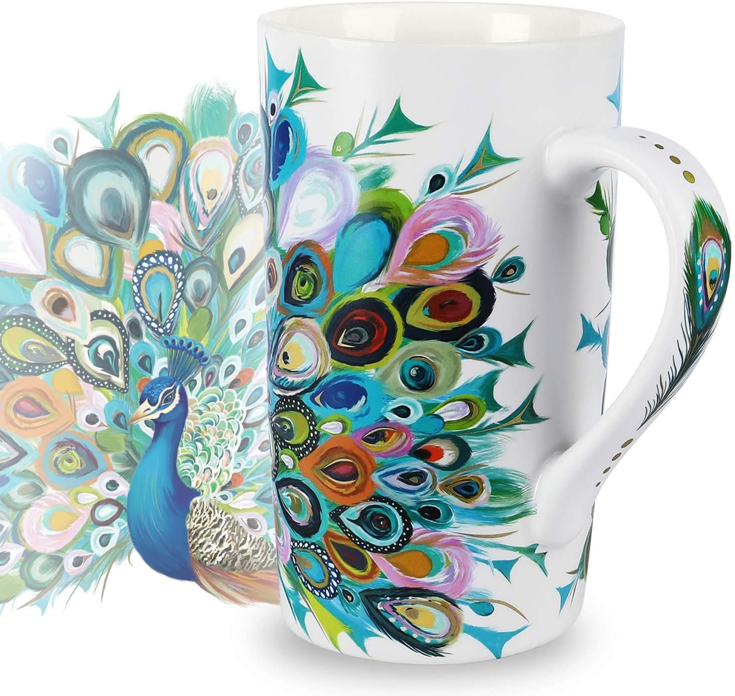 Elegant Peacock Mug for Colorful Mornings
