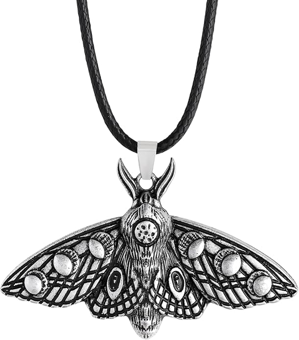 Moon Phase Moth Necklace Charm