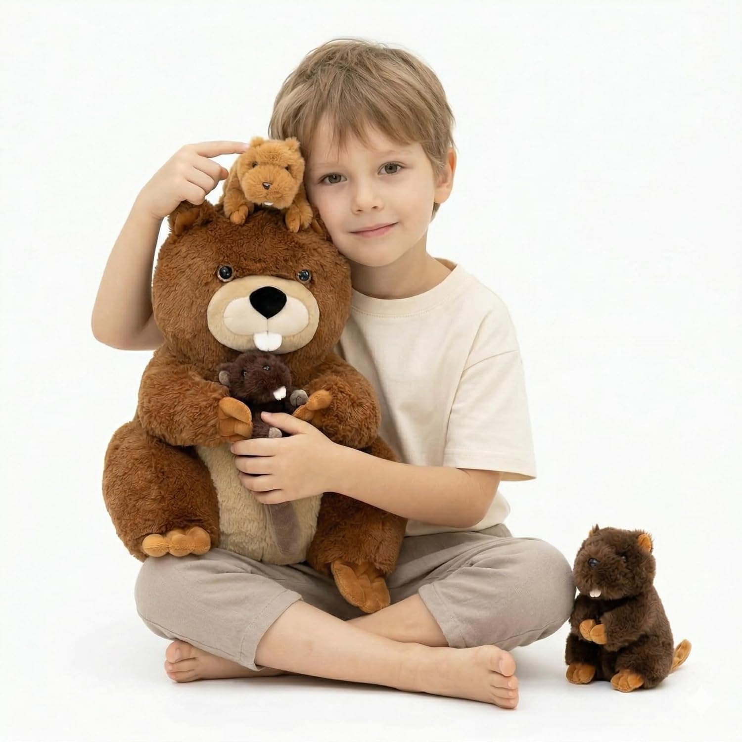 Beaver Family Plush with Baby Beavers
