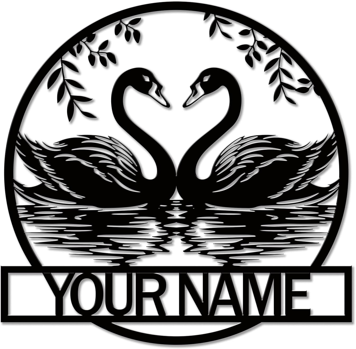 Elegant Swan Sign for Custom Name Displays
