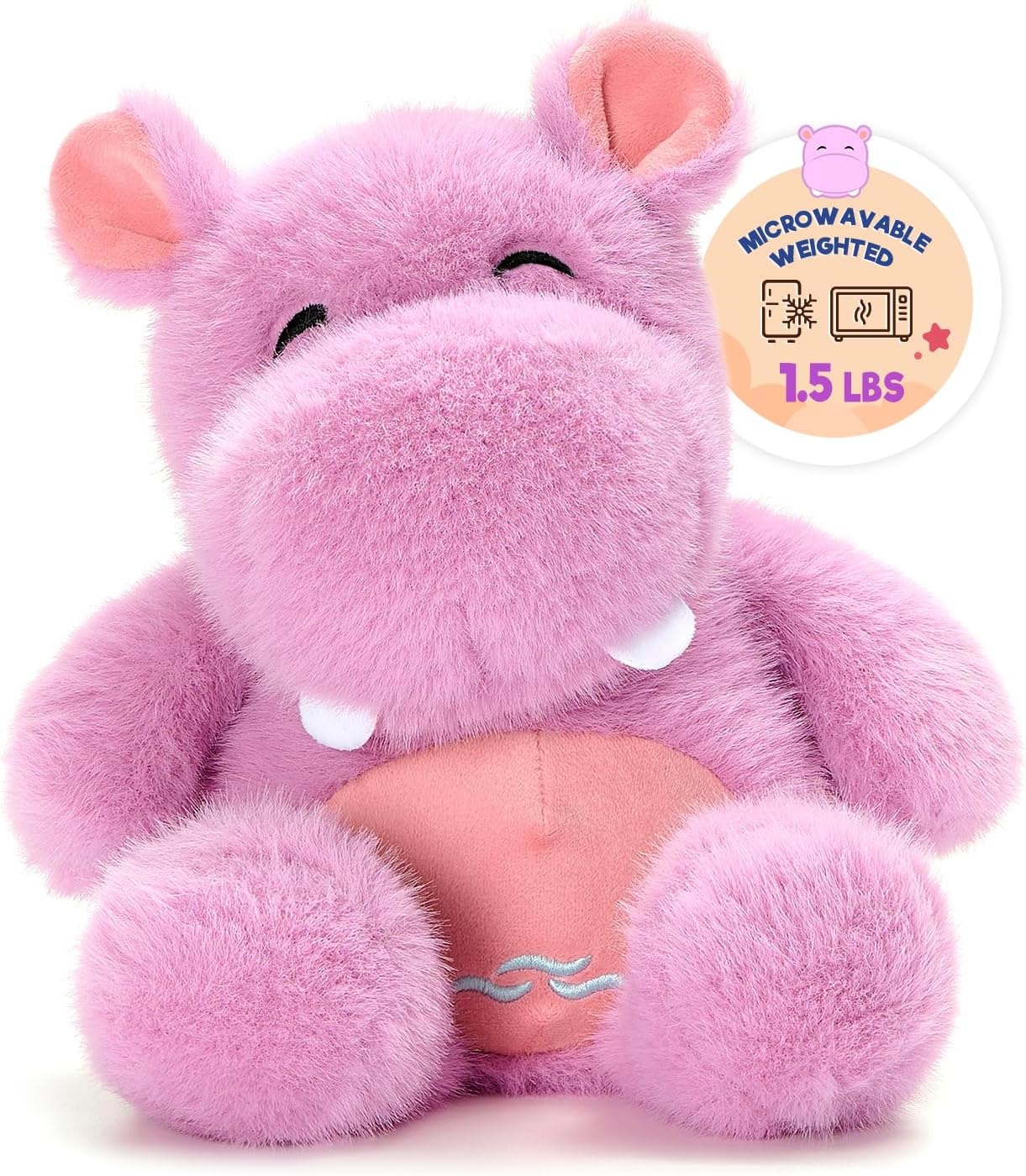 Warm Weighted Hippo Plush Companion