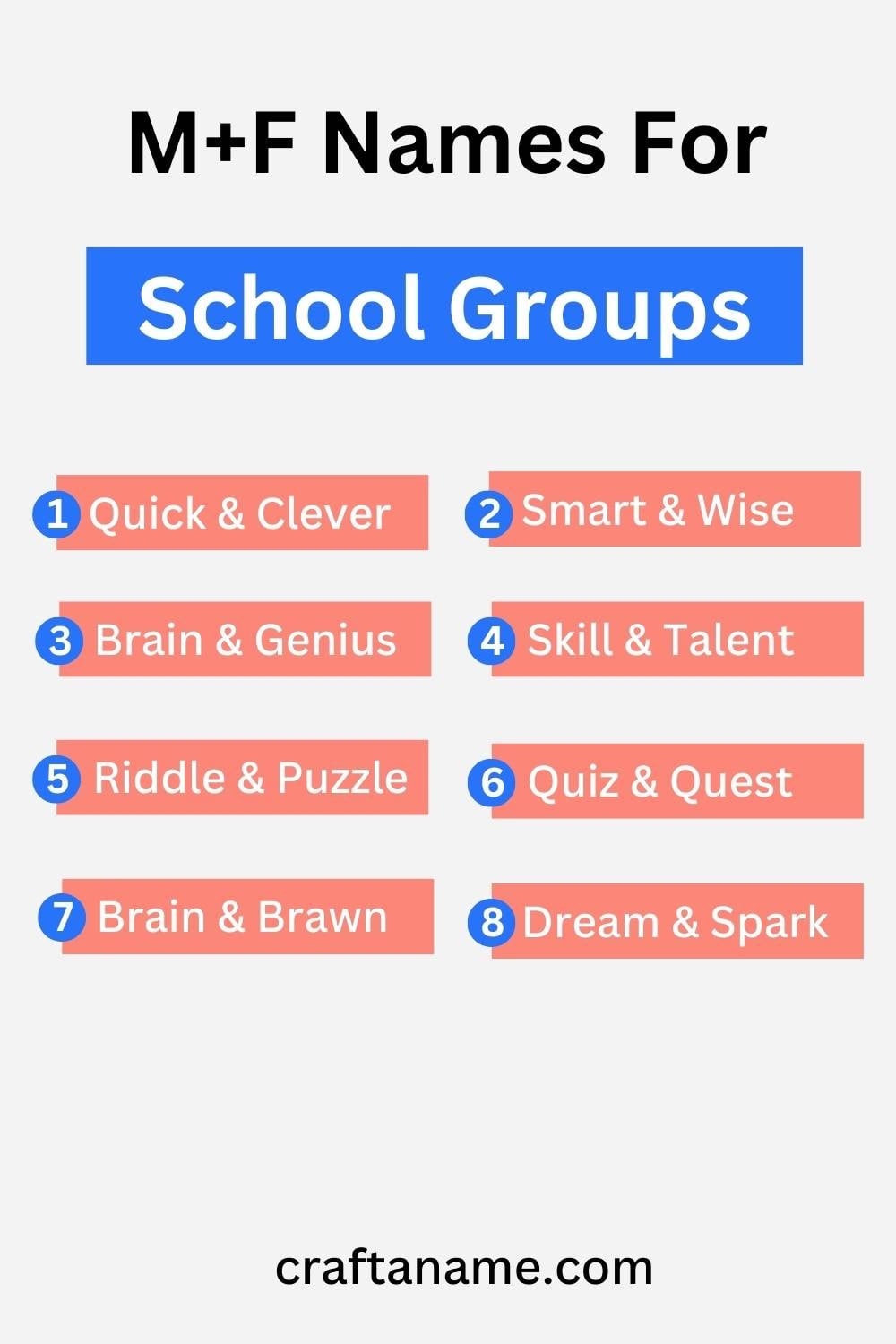 male and female school group names