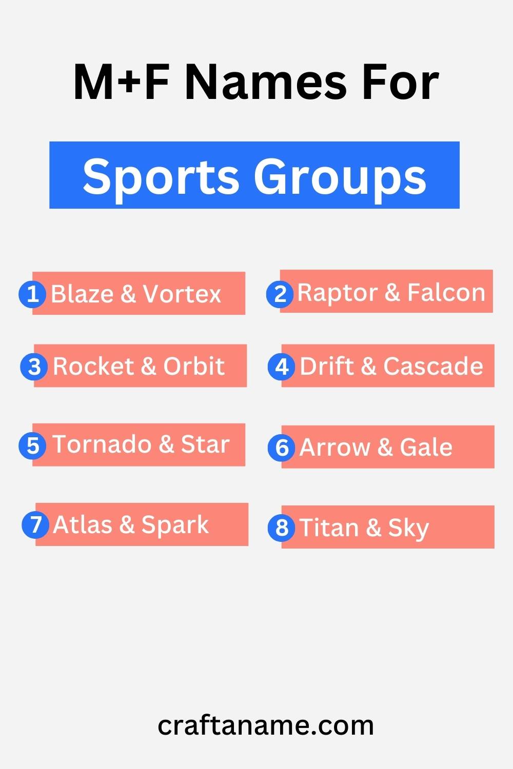 male and female sports group names